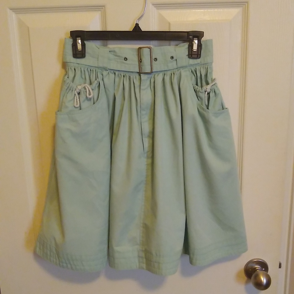 Vintage Green Circle Skirt with Belt And Sinch Pockets Size 9 EUC - Picture 2 of 5